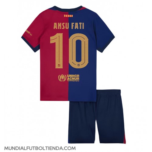 Camiseta Barcelona Ansu Fati #10 Primera Equipación Replica 2024-25 para niños mangas cortas (+ Pantalones cortos)